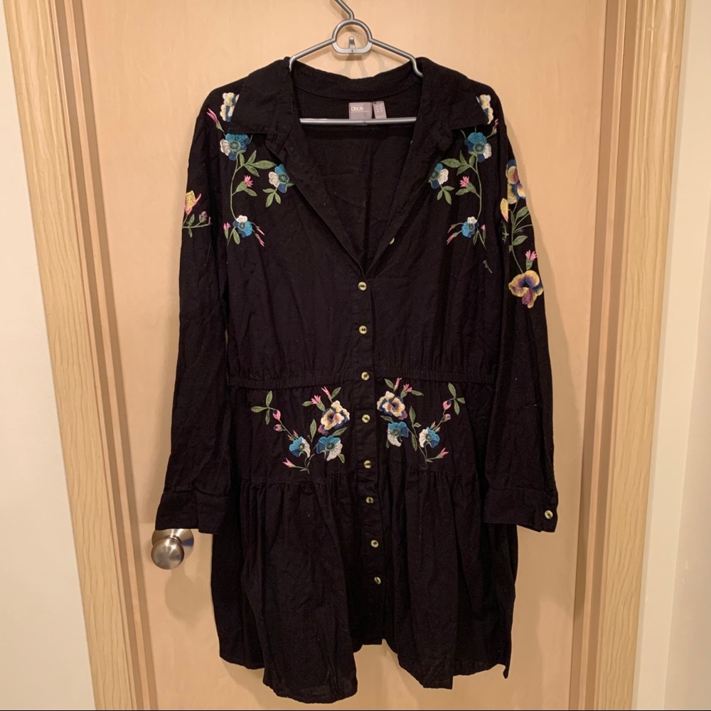 ASOS Embroidered Button Down Dress